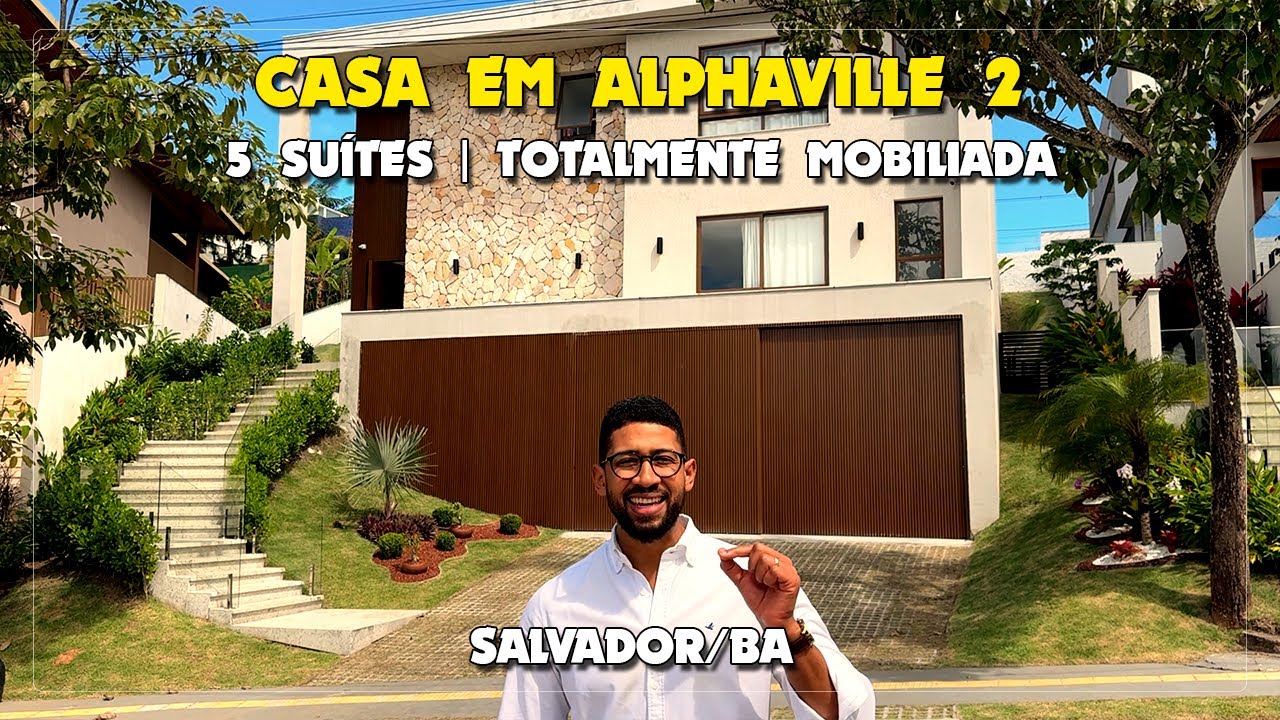 CASA ALPHAVILLE 2 SALVADOR COM 5 SU&Iacute;TES &Agrave; VENDA | TOTALMENTE MOBILIADA