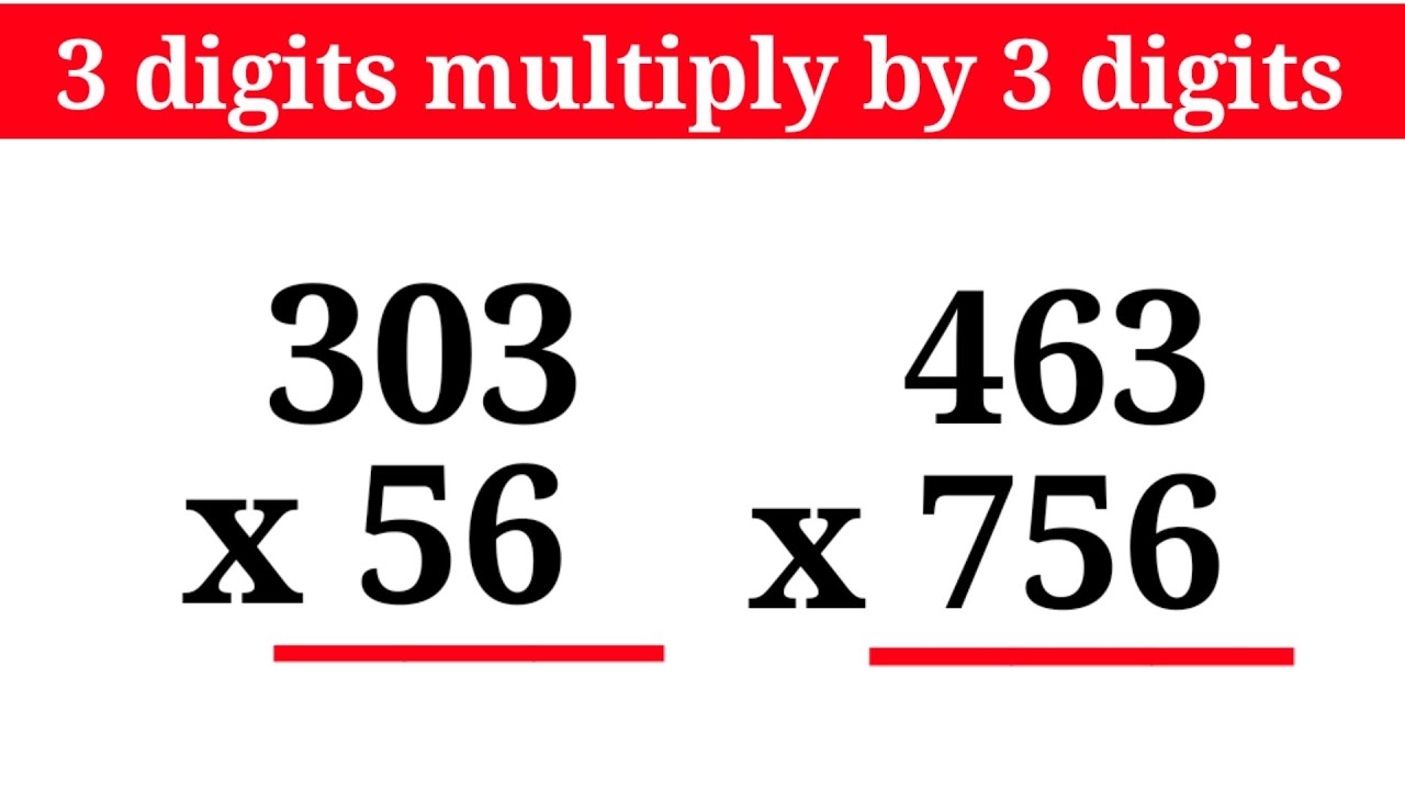 3 digit multiplication | multiply 3 digit by 3 digit | 3 digit multiply sums | multiply 3 digit by 2