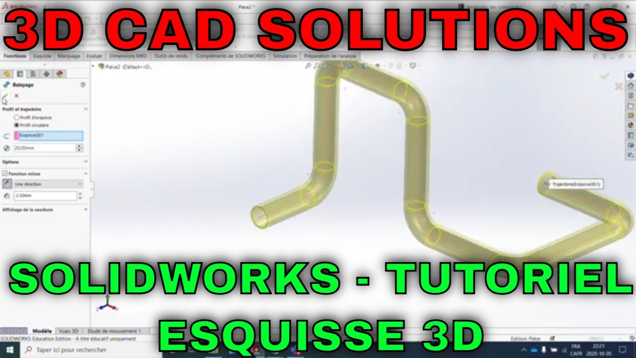 Solidworks  - Esquisse 3D - Tutoriel
