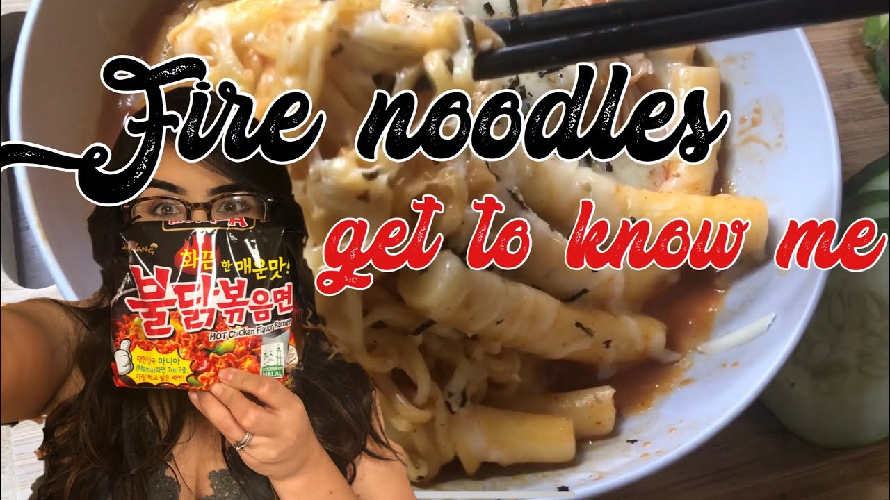 SAMYANG FIRE NOODLES WITH RICE CAKES | mini mukbang/Get to know ME!