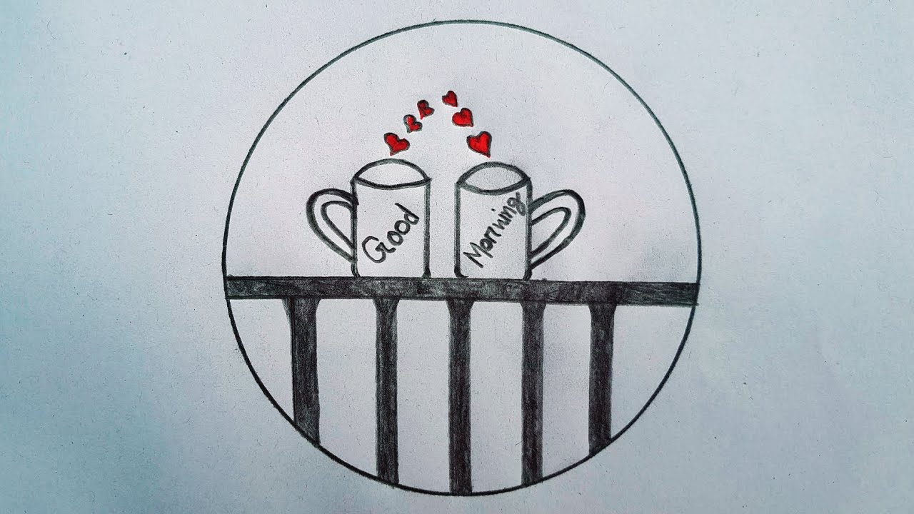 Easy Circle Scenery Drawing | Pencil Drawing in Circle Step By Step | Good Morning Drawing