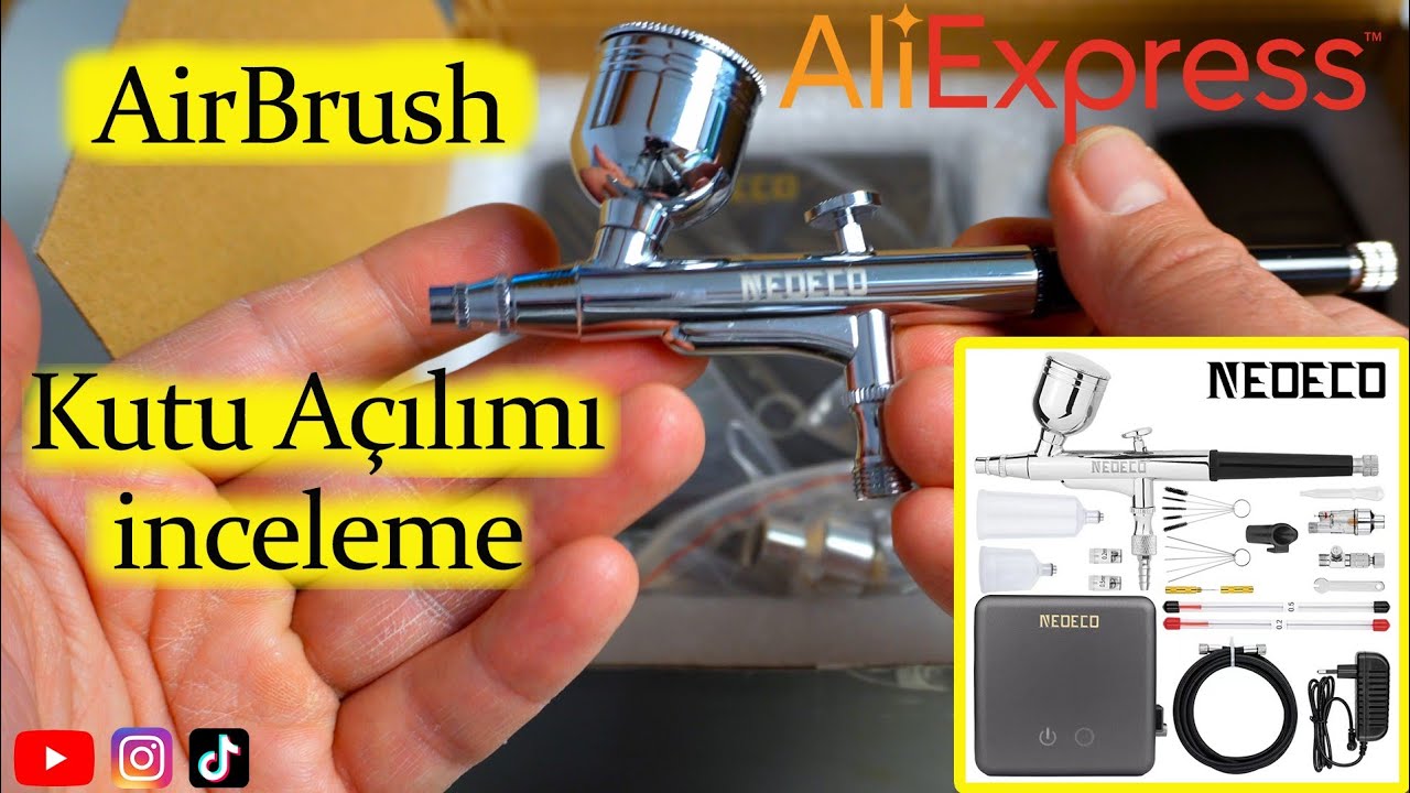 Air Brush Seti Aliexpress Uygun Fiyatlı Komple Set Kutu Açılımı İnceleme