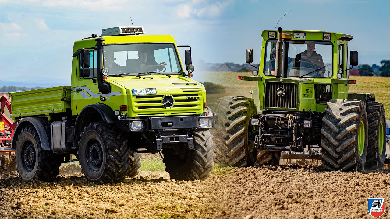 UNIMOG U2400, MB-Trac 1600/700 |  Horsch 5Meter Grubber & Güttler Walze | Ist der MOG am Limit?