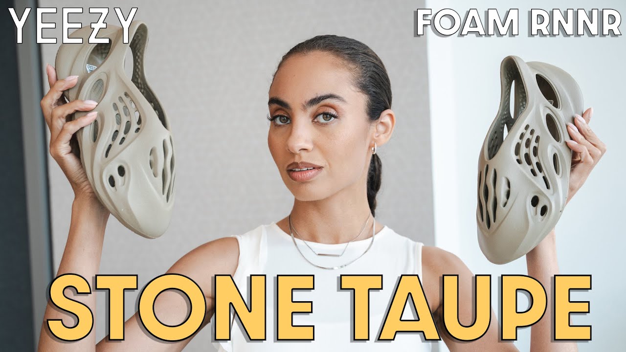 Be careful with the SIZING on these!  Yeezy Foam RNNR Stone Taupe On Foot Review and How to Style