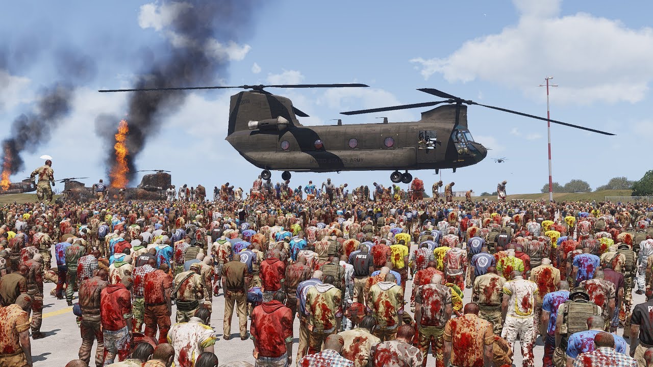HELICOPTERS vs ZOMBIES - ArmA 3 (4K Gameplay)