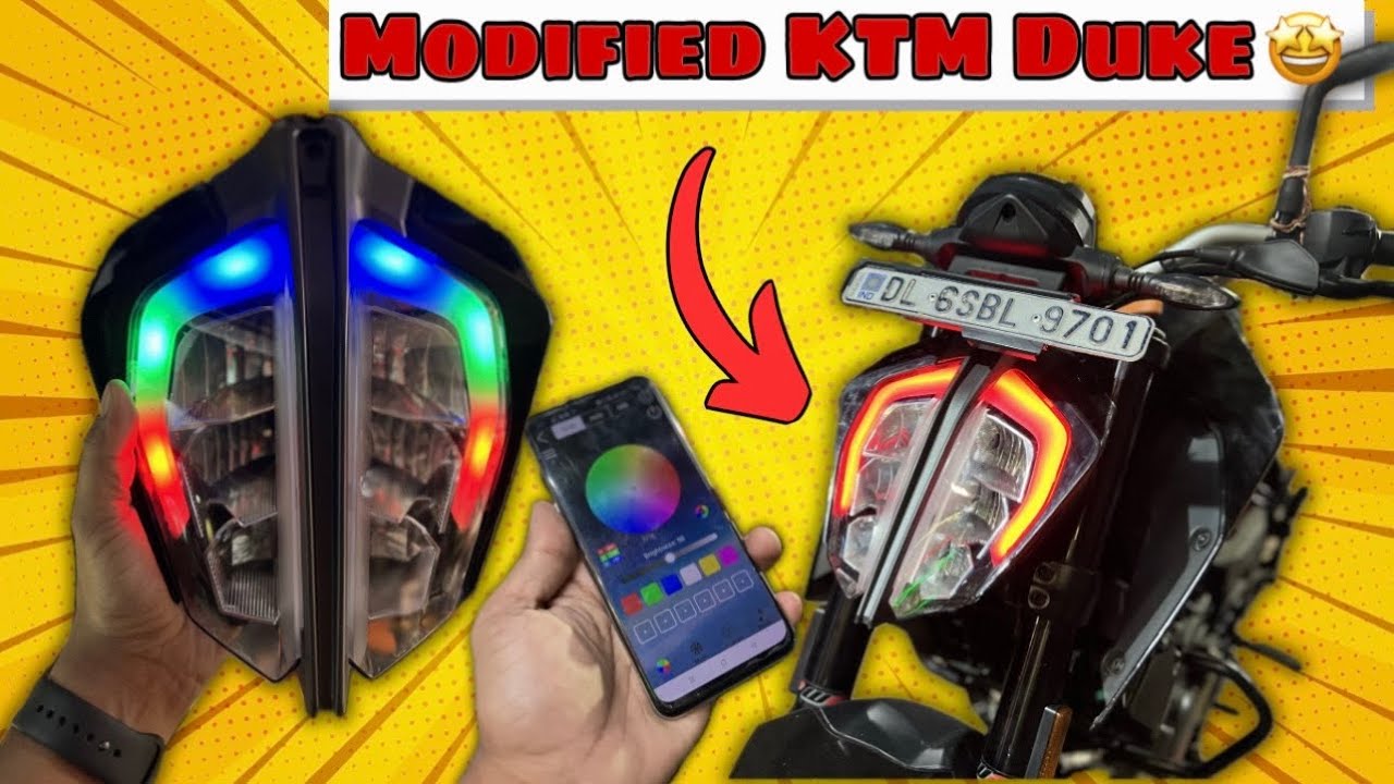 Installing RGB App Controller DRL 🫣 | KTM Duke 200 Headlight Modification | Techno Khan