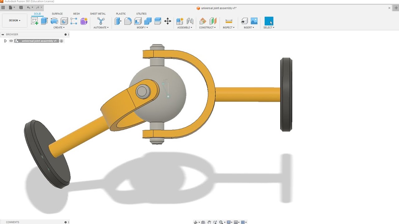 Учебное пособие по сборке Fusion 360: анимация универсального шарнира