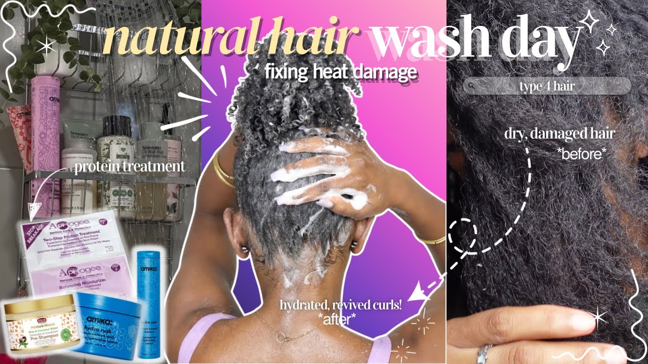 Natural Hair Wash Day Routine💦🫧| How I Fixed My Heat Damaged Hair After a Silk Press✨