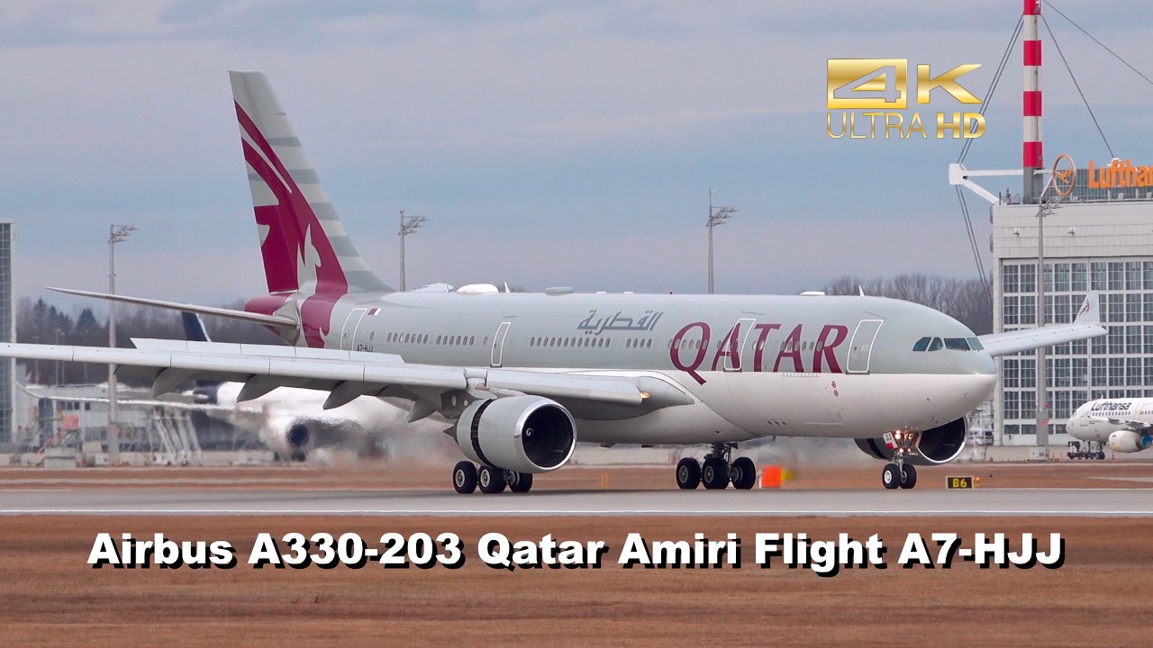 Airbus A330-203 from Qatar Amiri Flight A7-HJJ arrival at Munich Airport #msc 2026 #Siko #doha