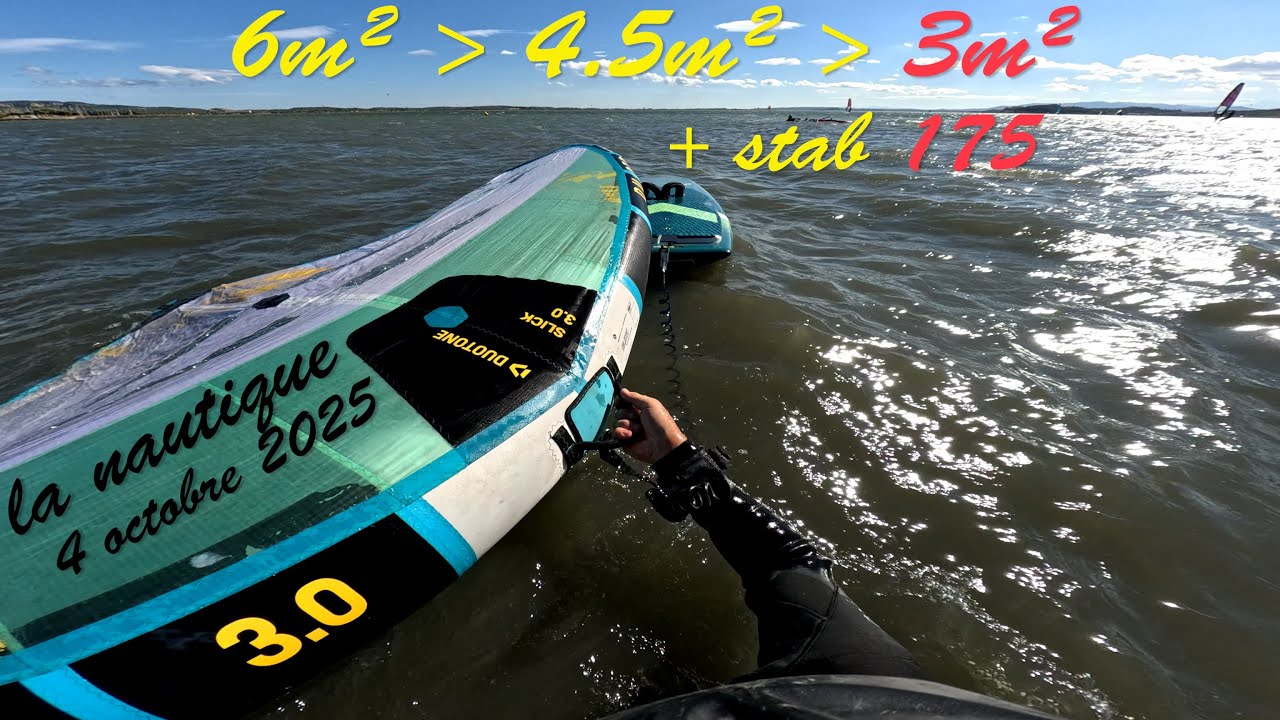 wingfoil - la nautique - 5 oct. 2025 - je teste mon stab veloce v2 175 sur aile 1300 et ma wing 3m²