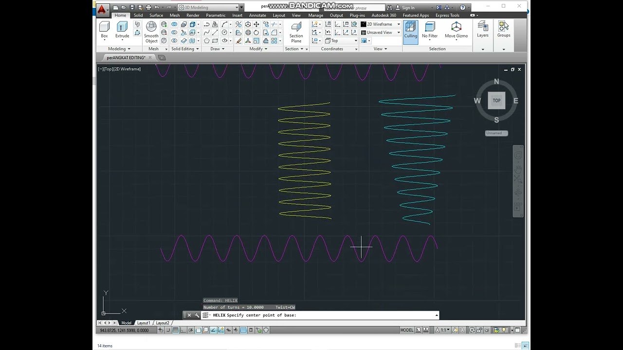 Perintah Helix untuk membuat bentuk spiral pada autocad