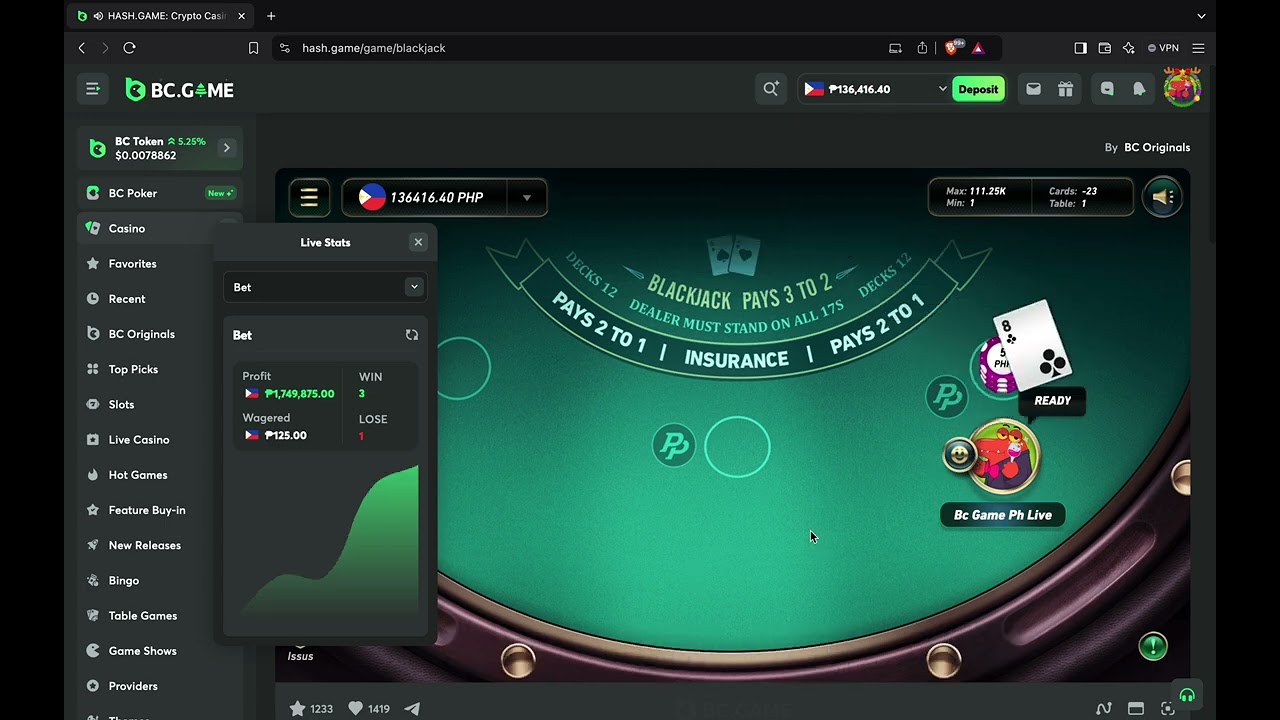 BC GAME BLACKJACK MARTINGALE