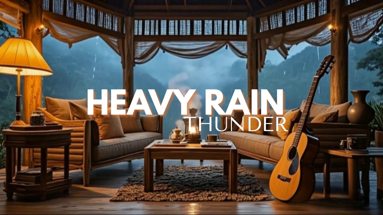 “Heavy Rain storm in a Cozy Mountain Cabin | Thunder & Rain Ambience for Deep Sleep”