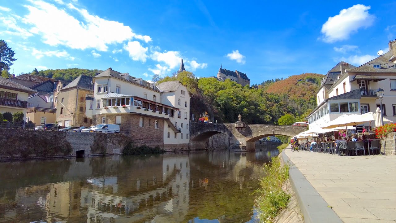 4K60 Castle Vianden, Luxembourg walking tour 2022 - working MEDIEVAL KITCHEN!