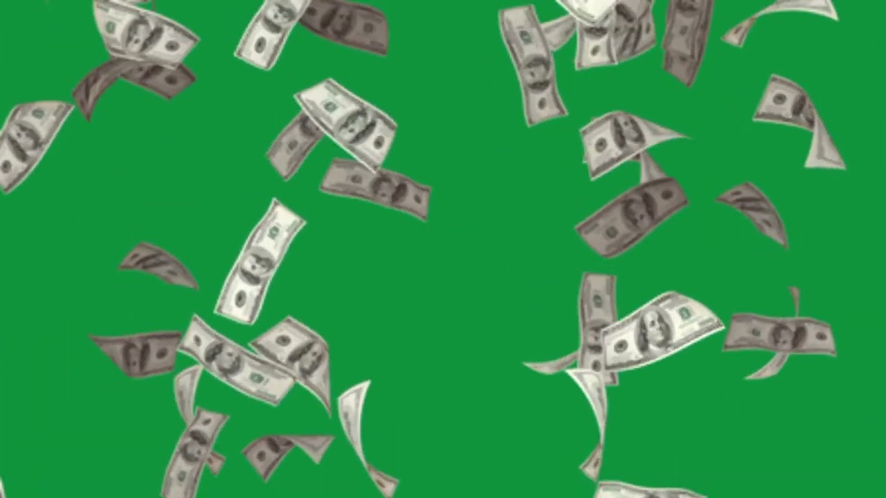 Raining Money US Dollar Bills Falling Down on Green Screen 4K v2 🟢