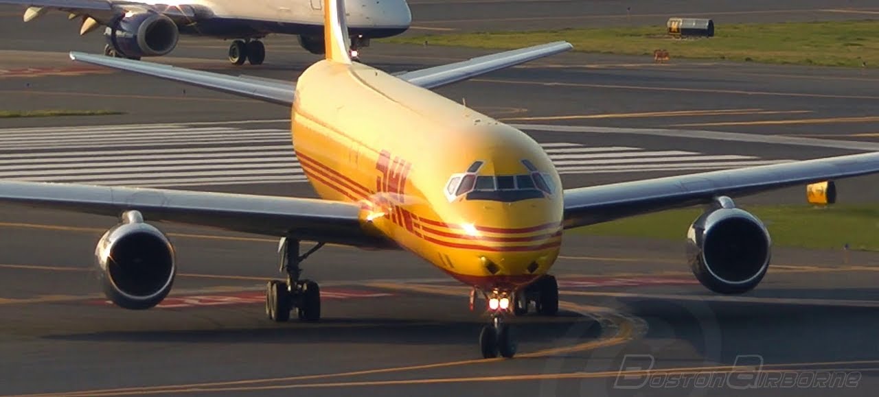 Retired DHL DC-8 Landing & Taxi