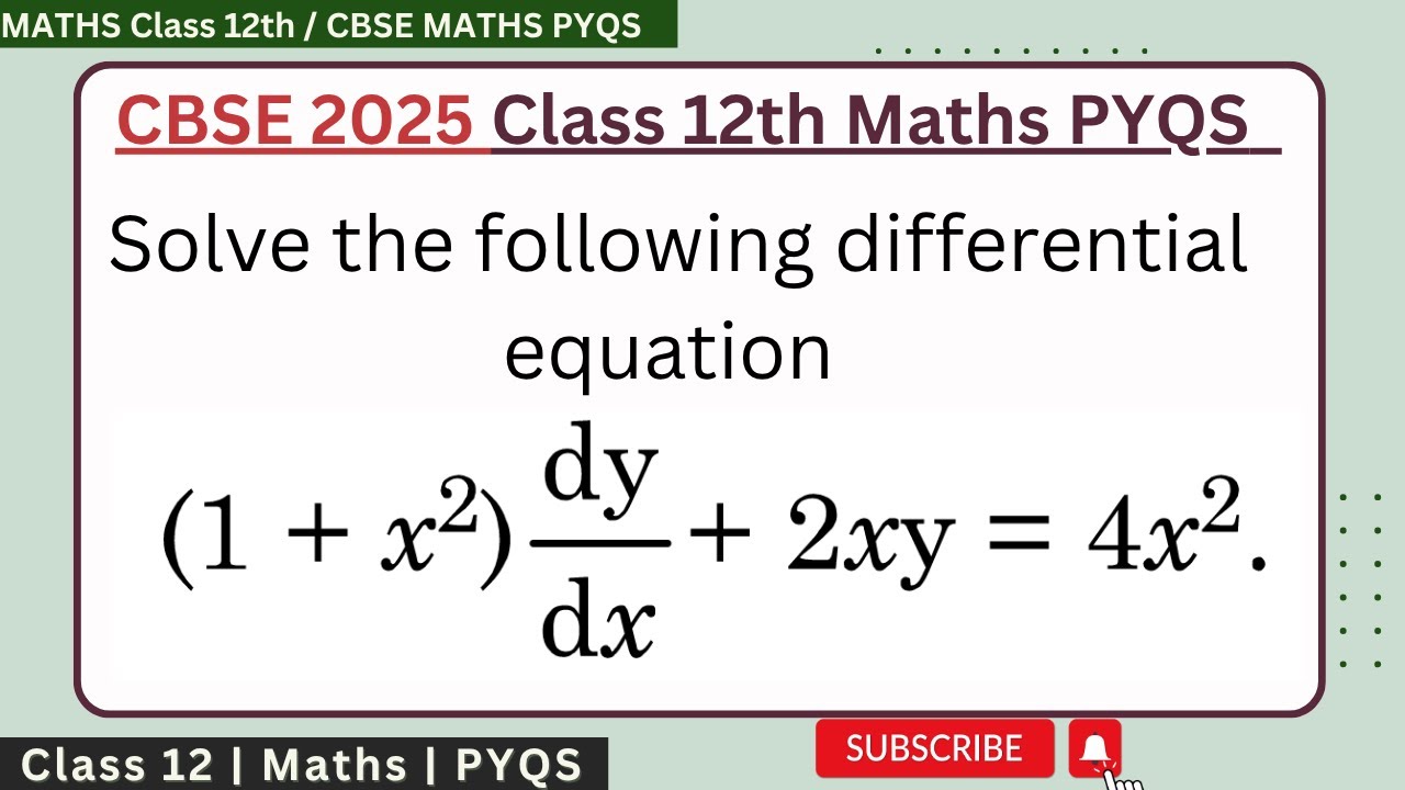 Solve the following diffferential equation (1+x²)dy/dx + 2xy= 4x² | How to solve linear differential