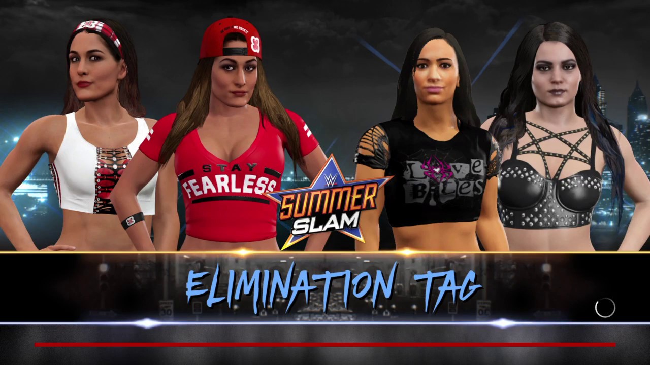 WWE 2K17 AJ Lee,Paige VS Nikki Bella,Brie Bella In A Elimination Tag Match