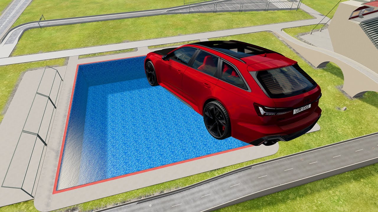 IMPOSSIBLE JUMP CHALLENGE: Can a Car Land in the Pool?! (BeamNG Drive)