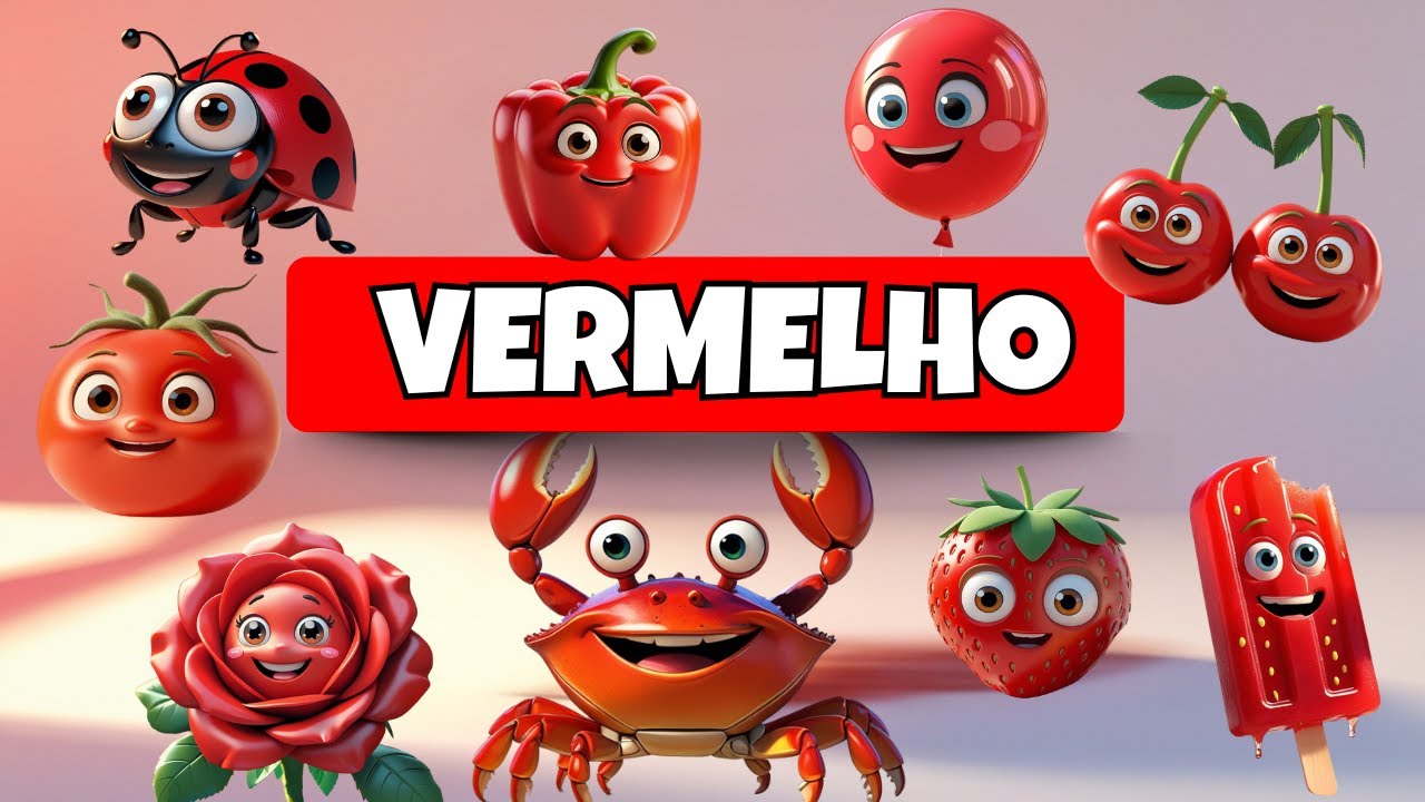 Descobrindo a Cor VERMELHA &ndash; M&uacute;sica educativa Infantil para Aprender as Cores 🎨🍒🔴❤️