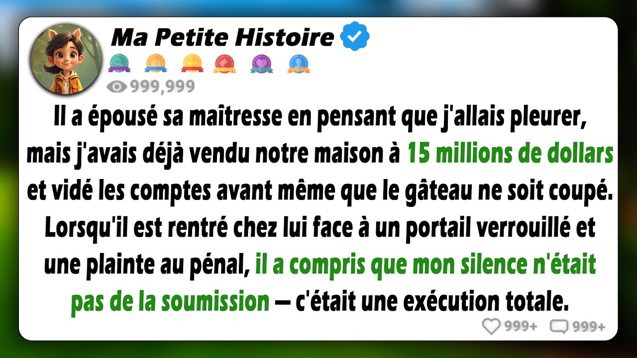 Il a épousé sa maîtresse en pensant que j'allais pleurer, mais j'ai vendu notre maison à 15 millions