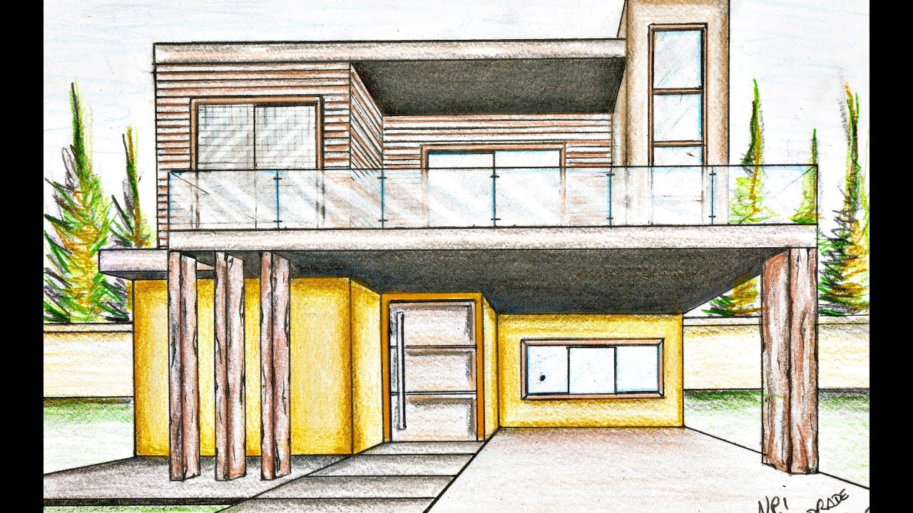 Como Desenhar Casas. Acabamento Final do Desenho Colorido.