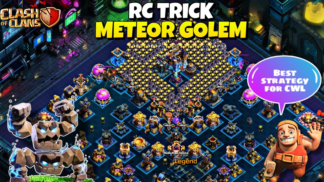 RC TRICK METEOR GOLEM STRATEGY 🔴 Legend League Rank Push 🔥 Best strategy for CWL 🔴 