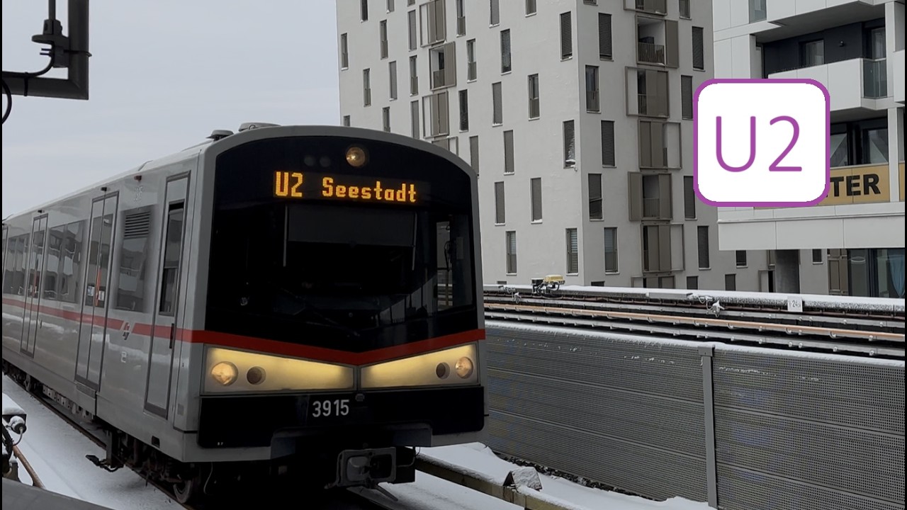 Vienna's modern metro in the snow - line U2 (train ASMR)