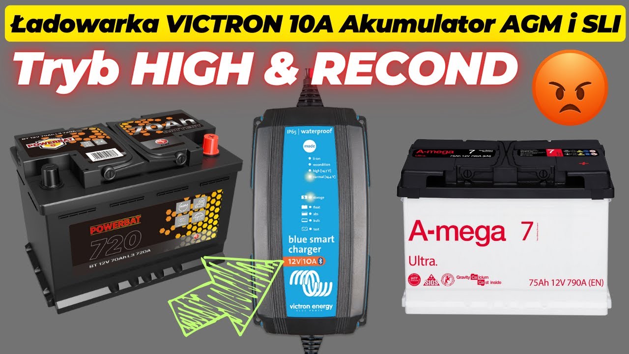Test Ładowarki Victron 10A Tryb High + Recond. Akumulator AGM i SLI. S6E027