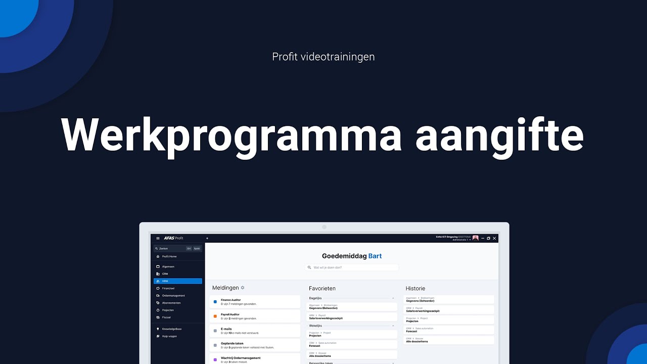 Werkprogramma aangifte