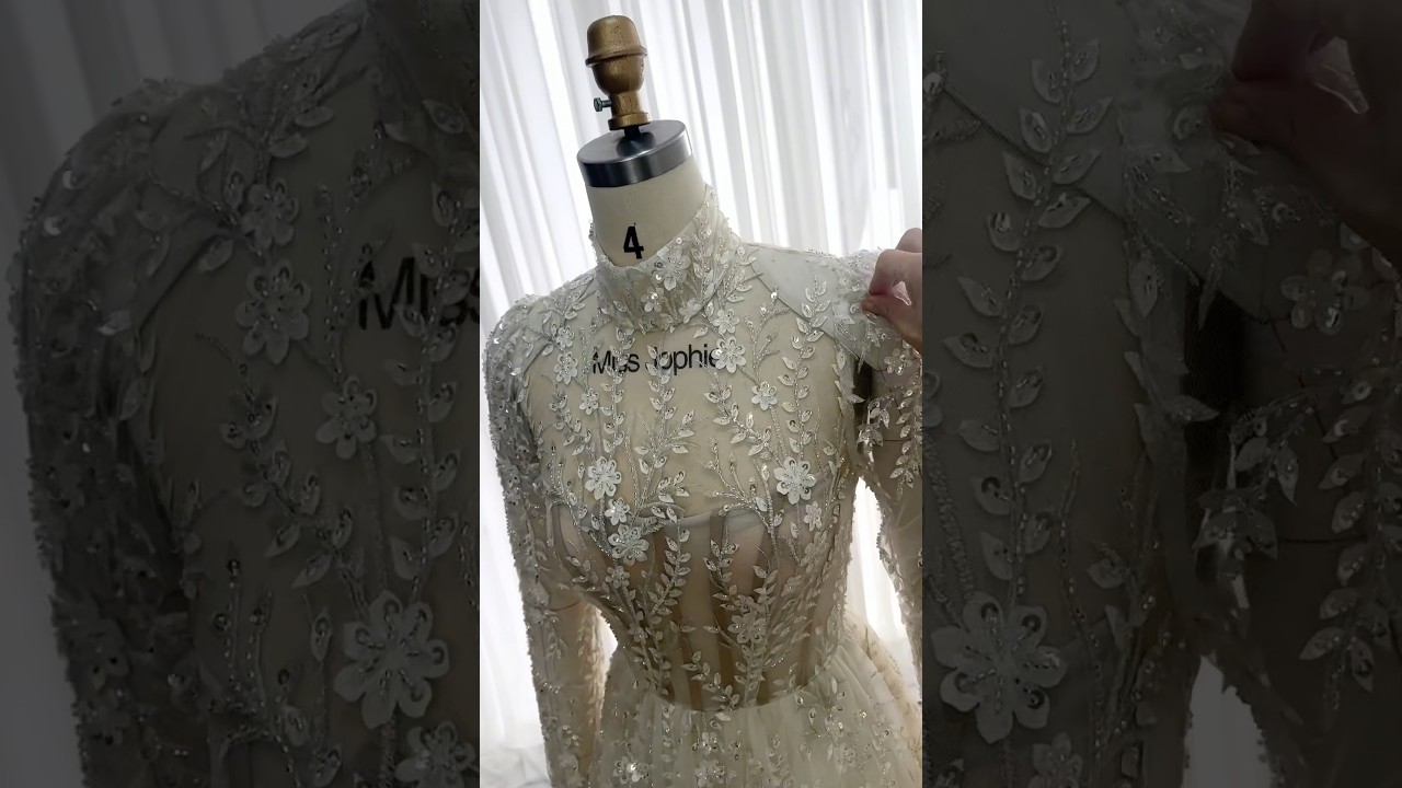 Making a long sleeves floral beaded embroidery dress for wedding, prom&hellip; #dress #sewing #bridal
