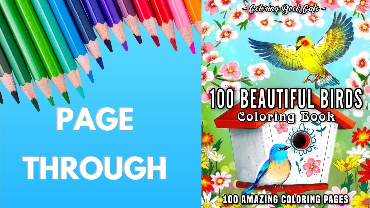 Page Through of 100 Beautiful Birds by Coloring Book Cafe.