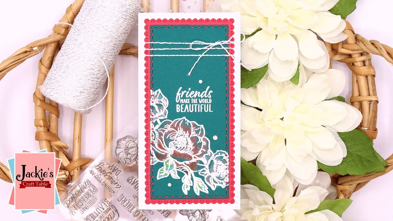 Sending Floral Wishes Mini Slimline Card | Spellbinders Clear Stamp Club | July 2021