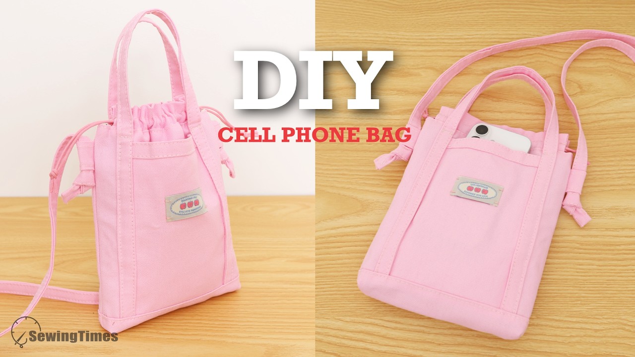 DIY Drawstring Cell Phone Bag ❗ Beginner-Friendly Canvas Crossbody