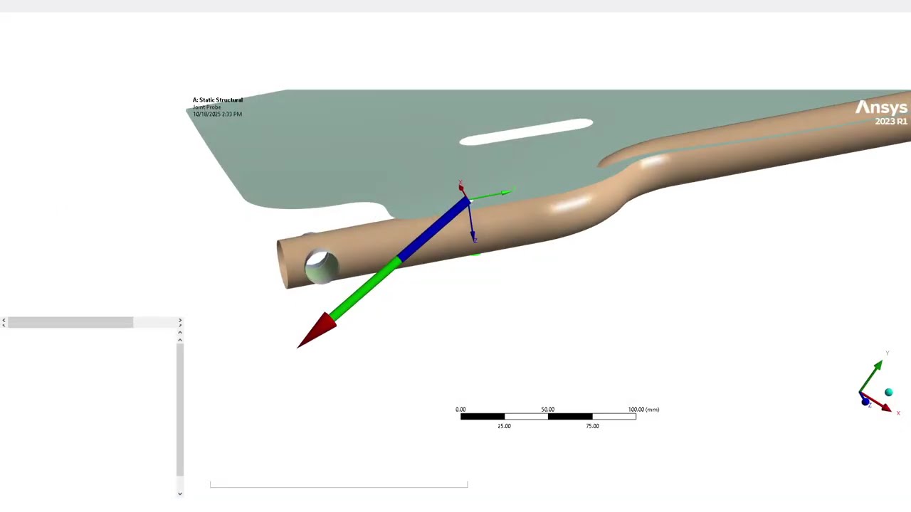 Подмодель ANSYS «Нагрузка на подшипник» с фиксированными и импортированными граничными условиями