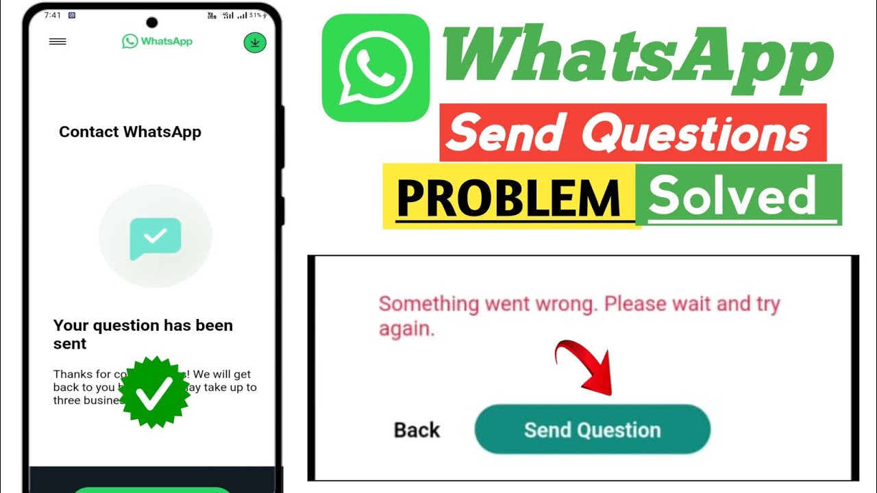 Something went wrong please try again Problem Solved | whatsapp question send Problem Solved