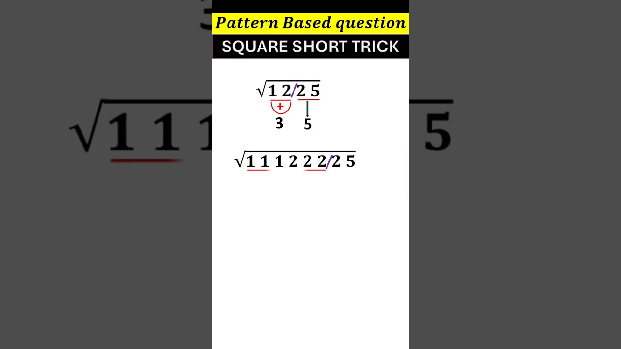 Pattern Based Questions #Find Square root in 5 seconds of these Pattern Based Questions