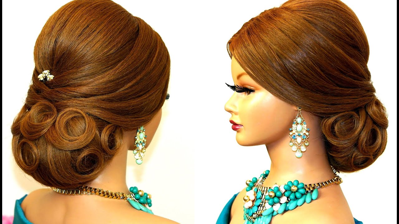 Hairstyle for long hair. Bridal updo tutorial