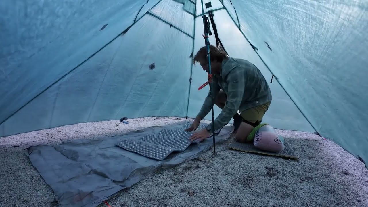 Relaxing Sierra Nevada Mtns camping setup: Hyperlite Mountain Gear Ultamid 2 |