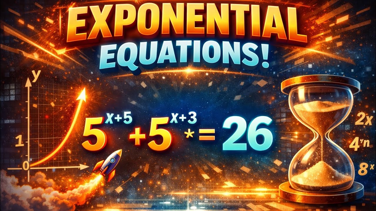 EXPONENTIAL EQUATIONS Made EASY — Solve 5^(x+5) + 5^(x+3) = 26 Step-by-Step!