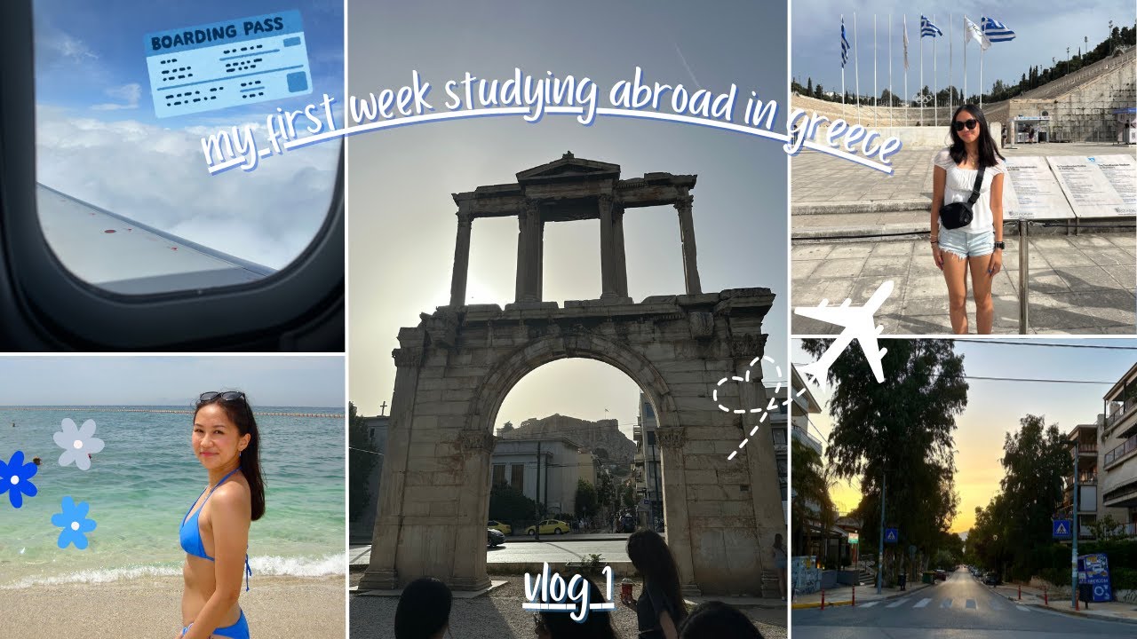 my first week studying abroad in Greece 🇬🇷 | traveling, apt tour, beach, school