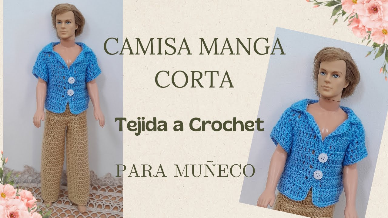 Camisa  Manga Corta Tejida a Crochet para  Muñeco paso a paso.