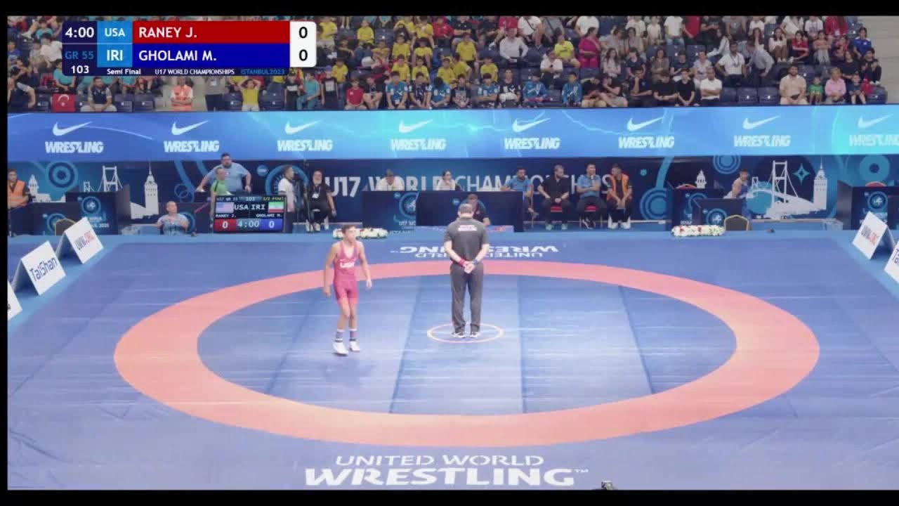 Semi Final &bull; U17 GR 55Kg &bull; Jordyn Paul RANEY (USA) vs. Mohammadreza Gholamreza GHOLAMI (IRI)