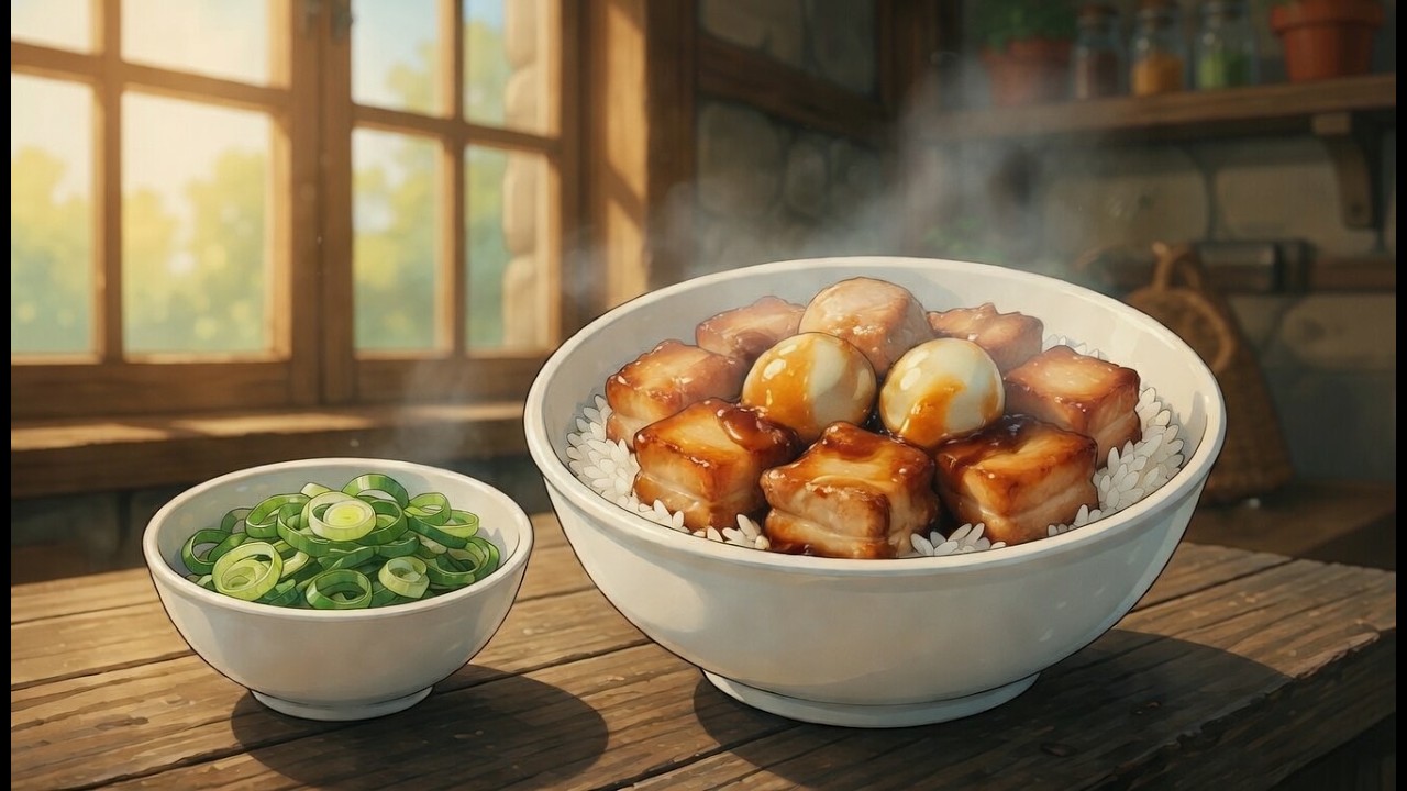 Caramel Pork Belly on a Quiet Evening 🍖 | Cozy Cottage Kitchen | Ghibli-Inspired