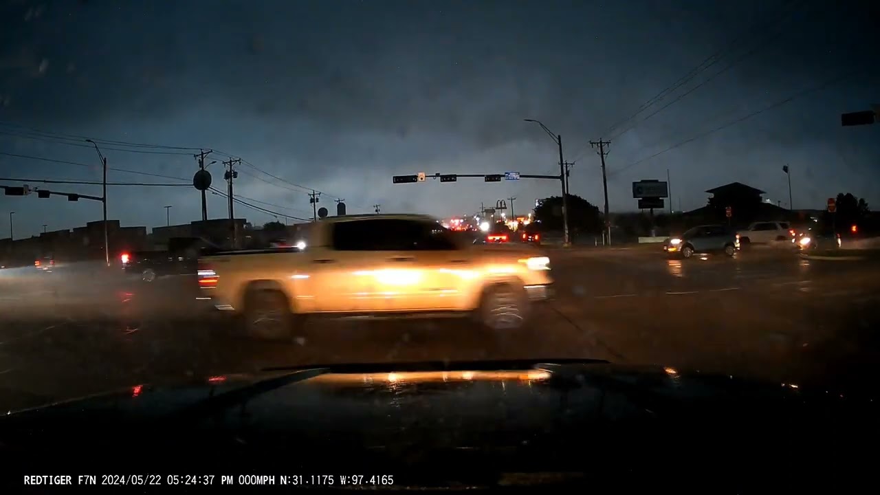 Full Front Dash Cam Video of the Temple Texas Tornado Over West Adam's on 5-22-24.