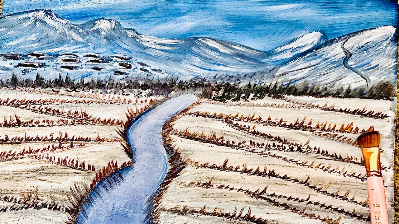 Silent witar valley  snow landscape painting