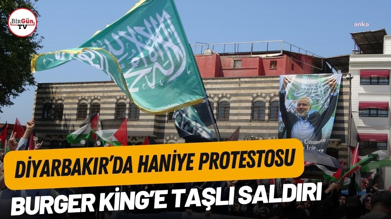 Diyarbakır’da Haniye protestosu, Burger King’e taşlı saldırı