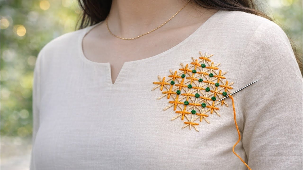 Kamal Ka Lattice Stitch Pattern 😍 | Easy Embroidery 