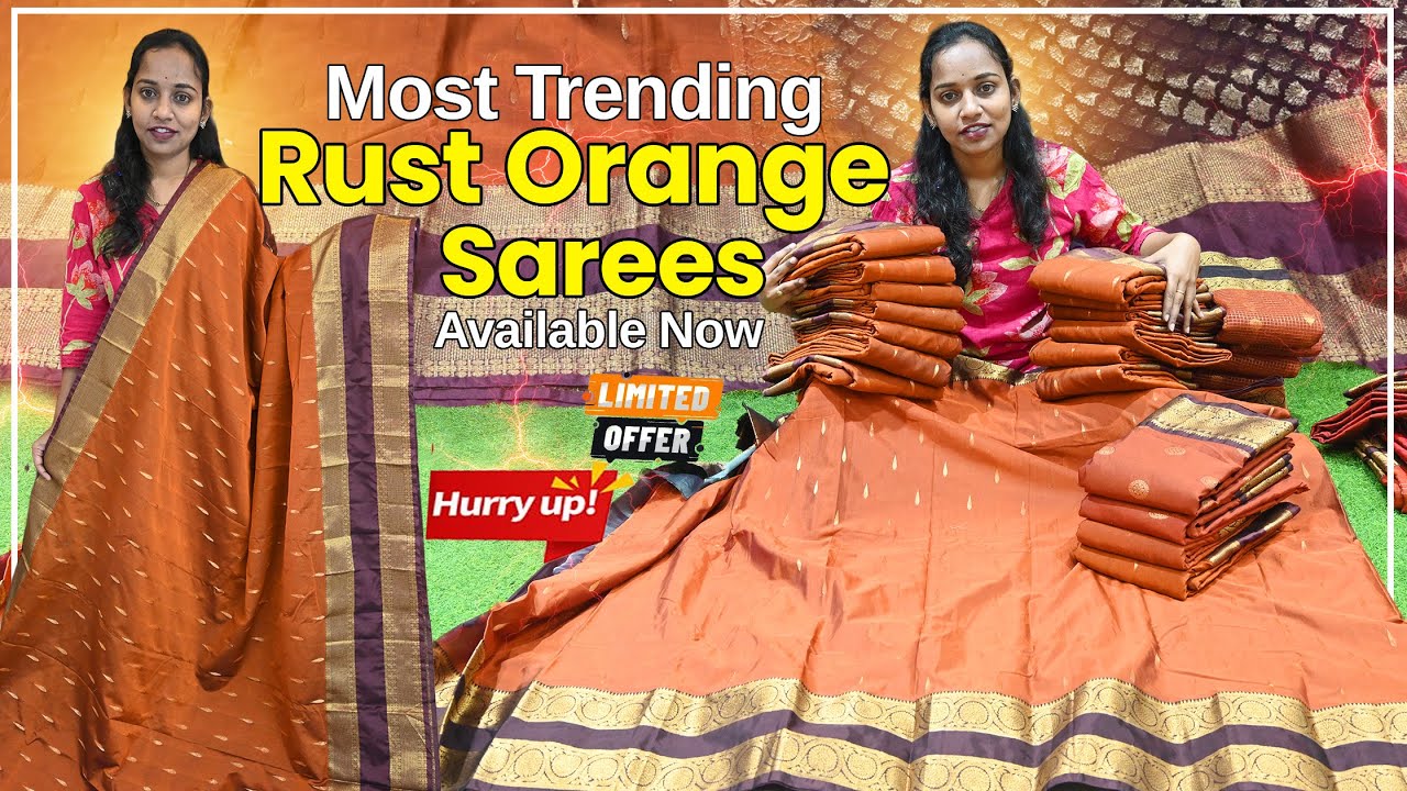 RUST ORANGE Sarees |SANKRANTHI SPECIAL 🥳|single saree home delivery|@Sowjanyastudios 