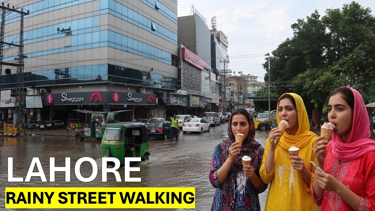🌧️ Gulberg Lahore Flooded Walk Tour | Firdous Market to Hafeez Center After Heavy Rain | 4K HDR